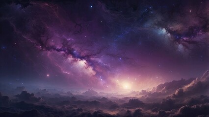 Fototapeta premium galaxy space wallpaper, in the style of dark violet and light violet, realistic usage of light and color, richly colored skies, realistic textures, generat ai