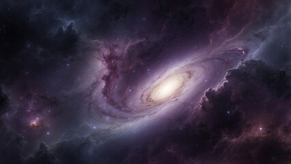 galaxy space wallpaper, in the style of dark violet and light violet, realistic usage of light and color, richly colored skies, realistic textures, generat ai