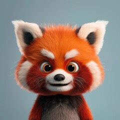Cute cartoon character of red panda Ailurus 3D
