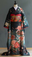 Naklejka premium A kimono with a floral pattern