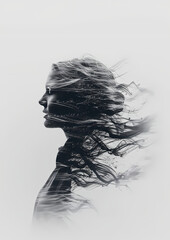 Fototapeta premium Isolated Vector Logo Ethereal Illustration - Close-Up of Person Screaming