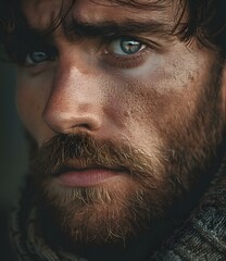 Obraz premium Portrait of a man with green eyes and a beard