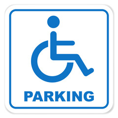 parking sign for disability  handicapped disabled printable sign symbol simple blue minimalist design illustration