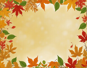 Colorful Autumn Foliage Border: A vibrant and textured design featuring yellow, red, and orange leaves, perfect for seasonal decorations