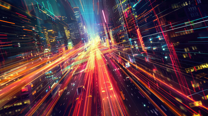 Futuristic Cityscape Illustration of Digital Infrastructure