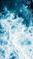 Fototapeta premium Aerial view of the water surface of the ocean and waves. Beautiful water background texture