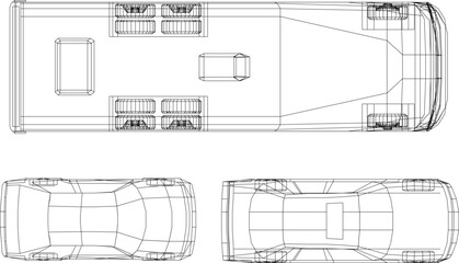 Vector illustration sketch detailed design drawing of personal transport vehicle racing sports car seen from above