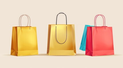 Set of stylish multi-colored fashion bags arranged on a white background. Vector illustration.