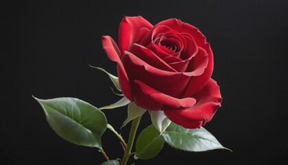 Romantic Red Rose Blooming in Isolation
