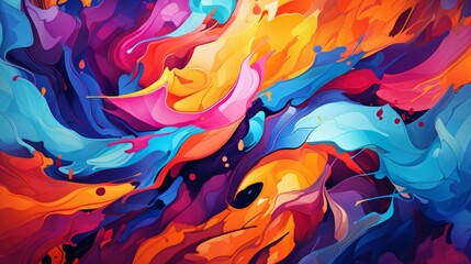 Bold and vibrant graffiti texture depicted through flat illustration and high definition quality.