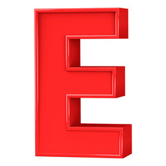 3D Font Red Letter E uppercase