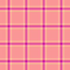 Marriage check seamless texture, age pattern plaid fabric. Baby background tartan vector textile in pink and red colors.