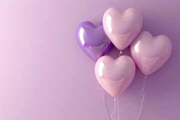 Elegant 3D Heart-Shaped Structure Composed of Pale Violet Balloons on a Soft Purple Background