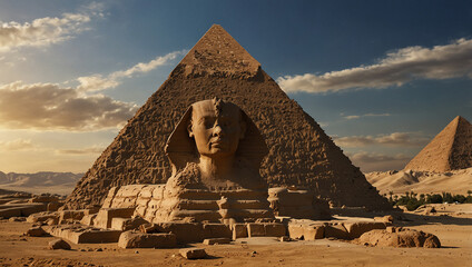 sphinx and pyramid in giza