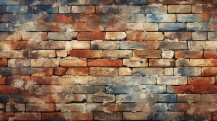Fototapeta premium Sophisticated flat illustration of a brick wall with soft tones and intricate details for highquality and realistic design.