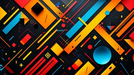 Obraz premium Modern geometric block print with intricate details in vibrant colors, featuring a flat texture for a contemporary twist.