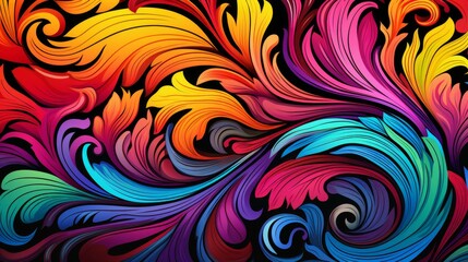 Fototapeta premium Vibrant geometric batik design with modern twist, bright colors detailed illustration for a fresh take on traditional style.