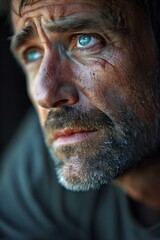 portrait of a man with scars on his face