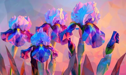 Fototapeta premium Irises in low poly, geometric shapes