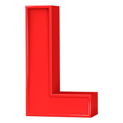 3D Font Red Letter L uppercase