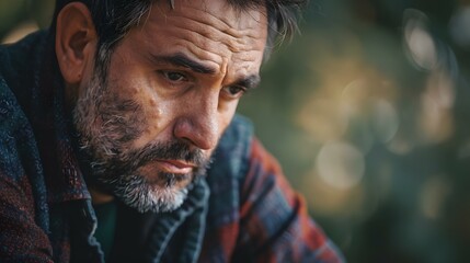 Obraz premium portrait of a man with a beard looking down