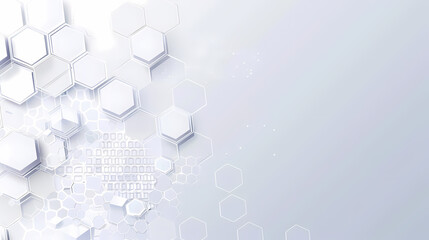 Banner Design with White Background and Hexagons - Modern Geometric Concept