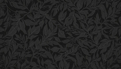 Stylish abstract black leaves creating a sculptural and sophisticated botanical wallpaper design