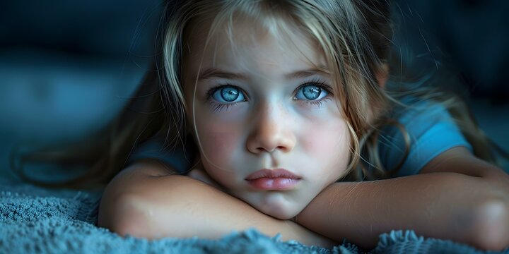 Portrait of a beautiful little girl with blue eyes
