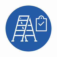 Foldable and portable ladder inspection vector illustration. Sign, symbol and icon for industrial safety management.