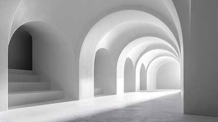 Fototapeta premium Minimalist Architectural Arched Passage with Elegant Geometric Lines and Curves
