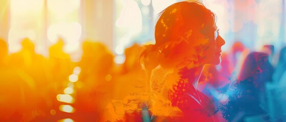 An occupational therapist leading a group therapy session for stroke survivors close up, group therapy theme, vibrant, double exposure, rehab center backdrop