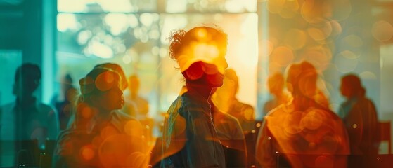 An occupational therapist leading a group therapy session for stroke survivors close up, group therapy theme, vibrant, double exposure, rehab center backdrop