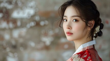 Portrait of a young Korean woman in traditional dress