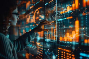 A data analyst conducting a deep dive into statistical models selective focus, statistical analysis theme, whimsical, fusion, workspace backdrop