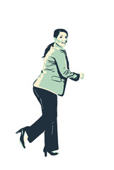 Woman runnung and looking back