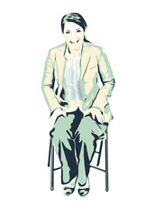 Executive woman sit on chair and laughing out loud