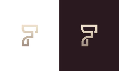 letter f abstract gold colored monogram logo design vector