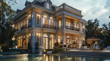 Fototapeta premium Beautiful House design, amazing architecture, beautiful scenery. luxury. Generative AI.