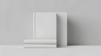 Fototapeta premium Minimalist Geometric Cube Display in Monochrome Studio Scene