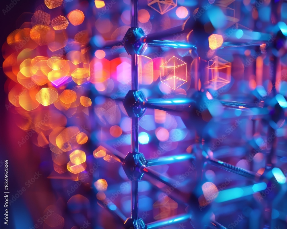 Canvas Prints a blue and purple image of a structure with a lot of light and shadows