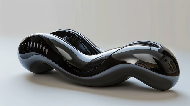 A black and silver object with a curved shape