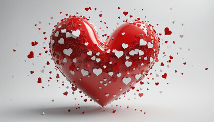 Romantic Three-Dimensional Red Heart Valentine Illustration