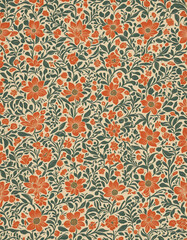 Floral delight: a seamless pattern of nature-inspired flowers and leaves in a colorful and modern design