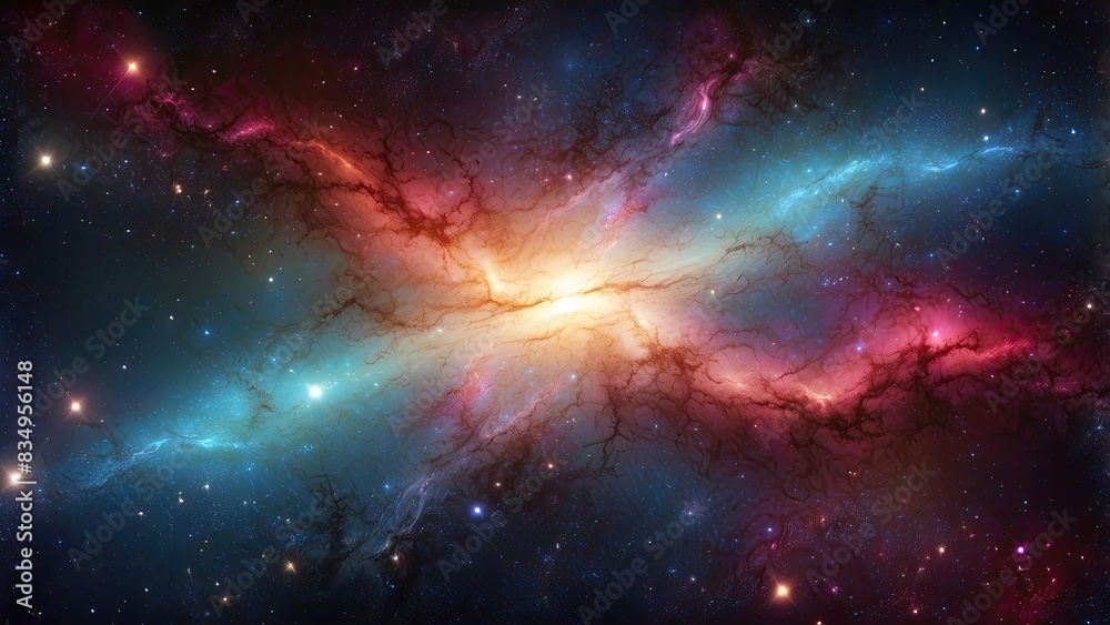 Wall mural space background with realistic nebula and shining stars. colorful cosmos with stardust and milky wa