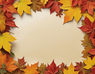 Obraz premium Colorful Autumn Foliage Frame with Copy Space