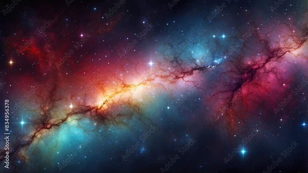Wall mural space background with realistic nebula and shining stars. colorful cosmos with stardust and milky wa