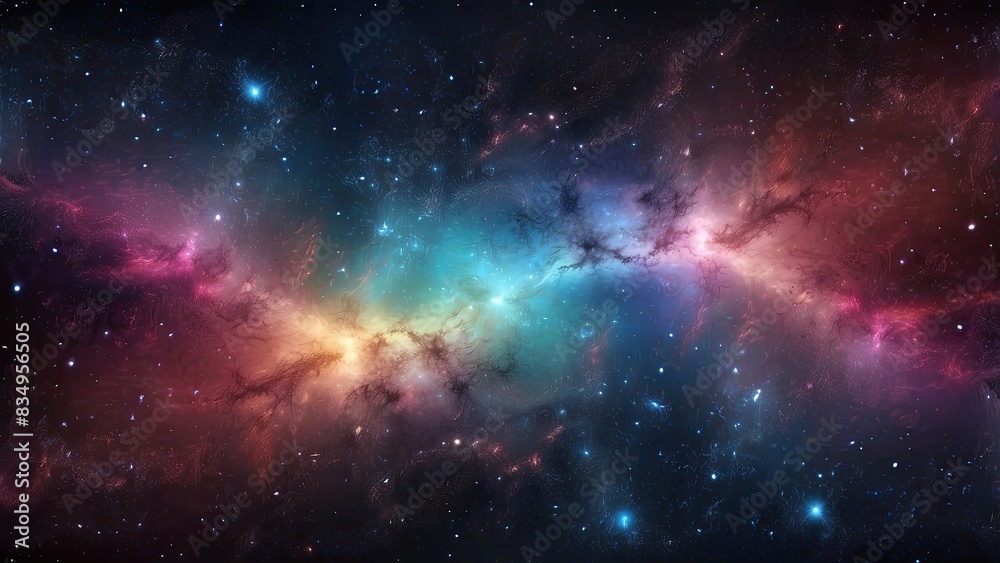 Wall mural space background with realistic nebula and shining stars. colorful cosmos with stardust and milky wa