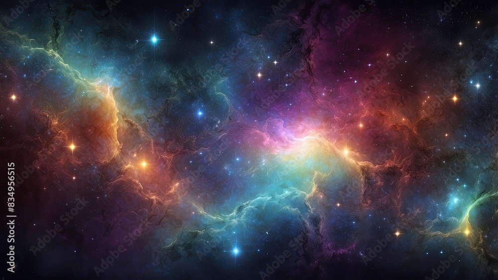 Wall mural space background with realistic nebula and shining stars. colorful cosmos with stardust and milky wa