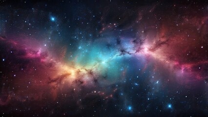 Naklejka premium Space background with realistic nebula and shining stars. Colorful cosmos with stardust and milky way. Magic color galaxy. Infinite universe and starry night. Vector illustration