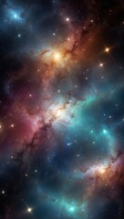Fototapeta premium Space background with realistic nebula and shining stars. Colorful cosmos with stardust and milky way. Magic color galaxy. Infinite universe and starry night. Vector illustration